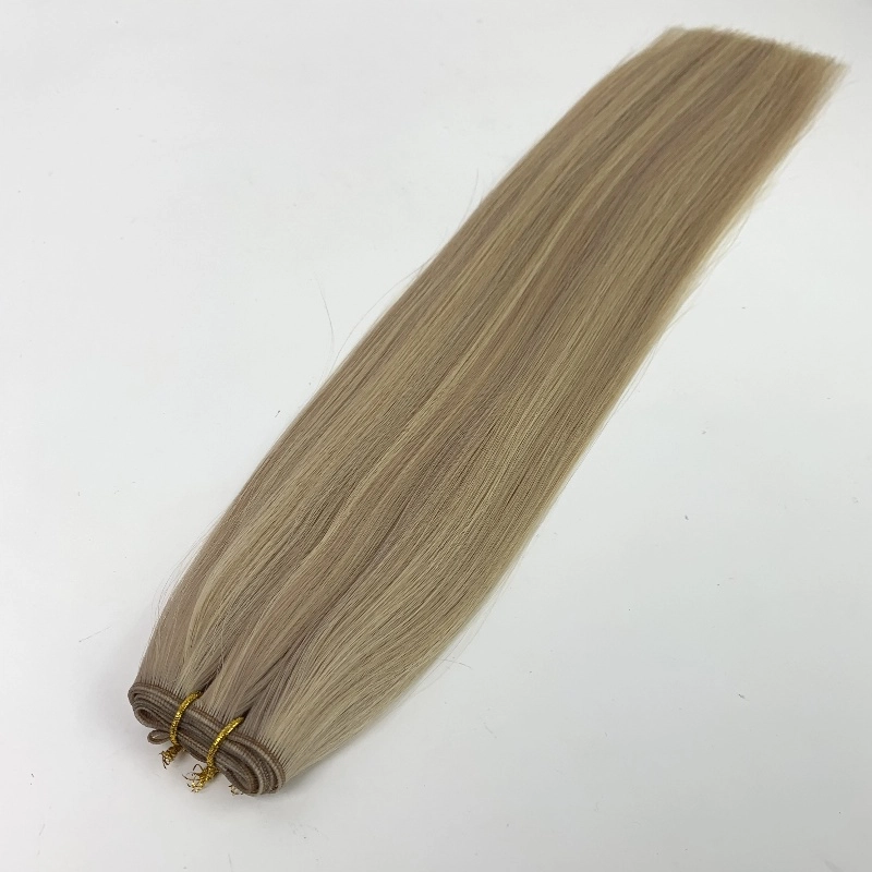 Double Drawn Virgin Blonde Highlights Genius Weft Hair Extensions HJ 057